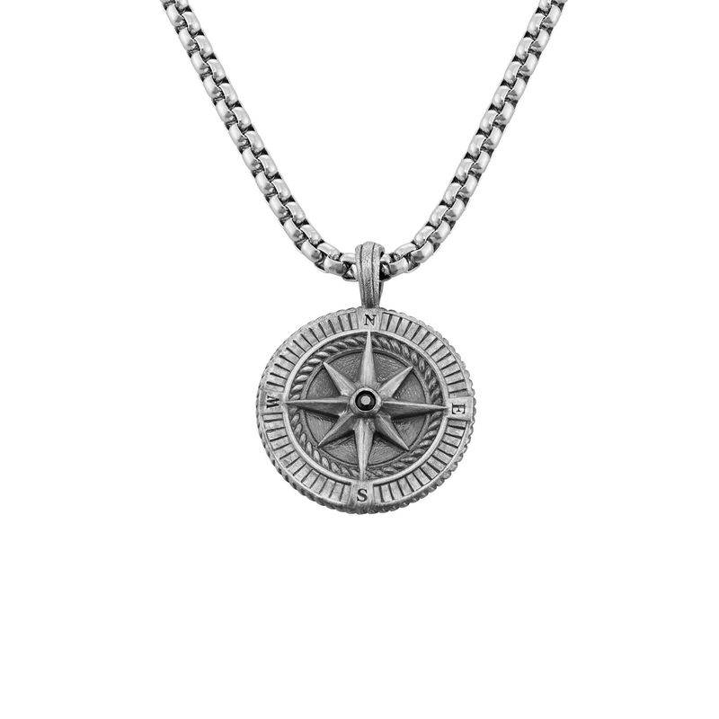 Gravierbare Herrenkette mit Kompass-Anhänger - 925er Sterlingsilber-4 Gravierbare Herrenkette mit Kompass-Anhänger - 925er Sterlingsilber-4 Produktfoto