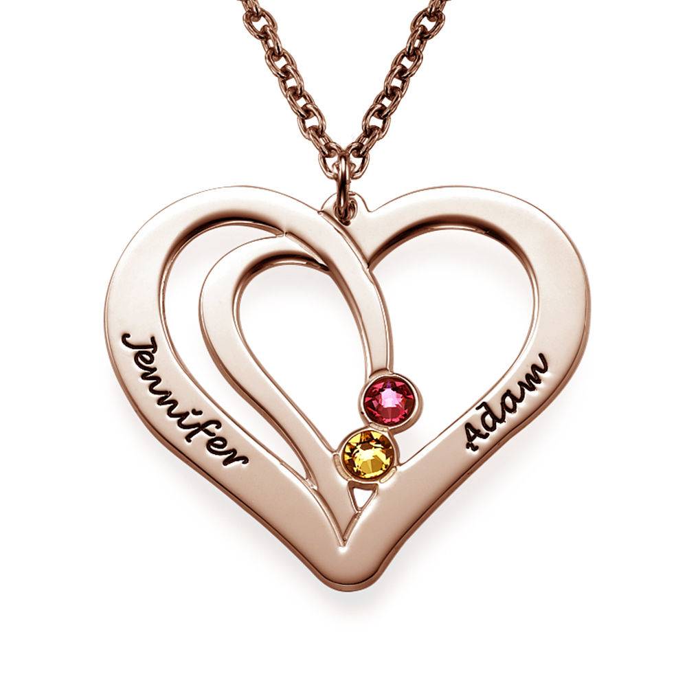 Gravierbare Pärchenkette mit Geburtssteinen - rosévergoldetes Sterlingsilber-1 Gravierbare Pärchenkette mit Geburtssteinen - rosévergoldetes Sterlingsilber-1 Produktfoto