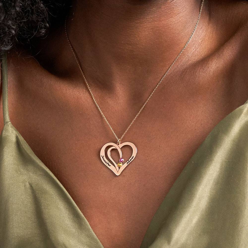 Gravierbare Pärchenkette mit Geburtssteinen - rosévergoldetes Sterlingsilber-3 Gravierbare Pärchenkette mit Geburtssteinen - rosévergoldetes Sterlingsilber-3 Produktfoto