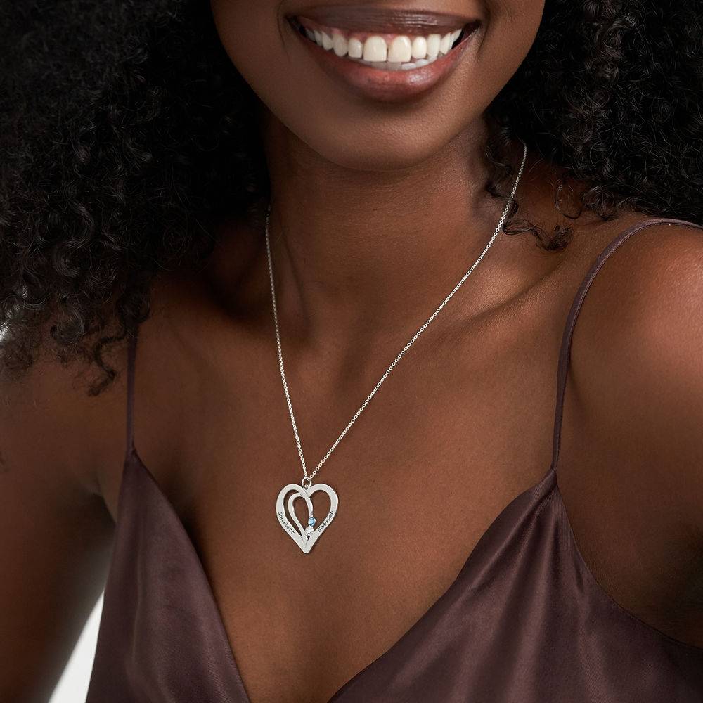 Gravierbare Pärchenkette mit Geburtssteinen - 417er Weißgold-1 Gravierbare Pärchenkette mit Geburtssteinen - 417er Weißgold-1 Produktfoto