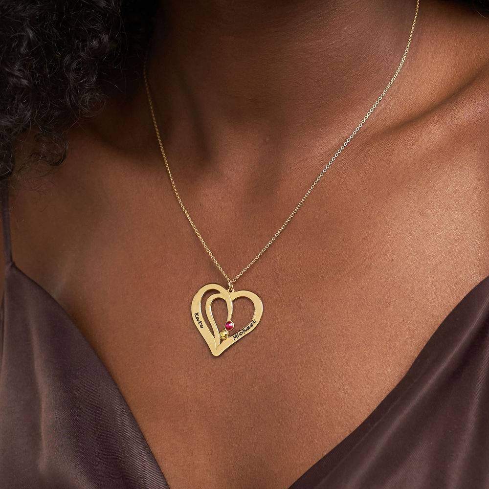 Gravierbare Pärchenkette mit Geburtssteinen - vergoldetes Sterlingsilber-3 Gravierbare Pärchenkette mit Geburtssteinen - vergoldetes Sterlingsilber-3 Produktfoto