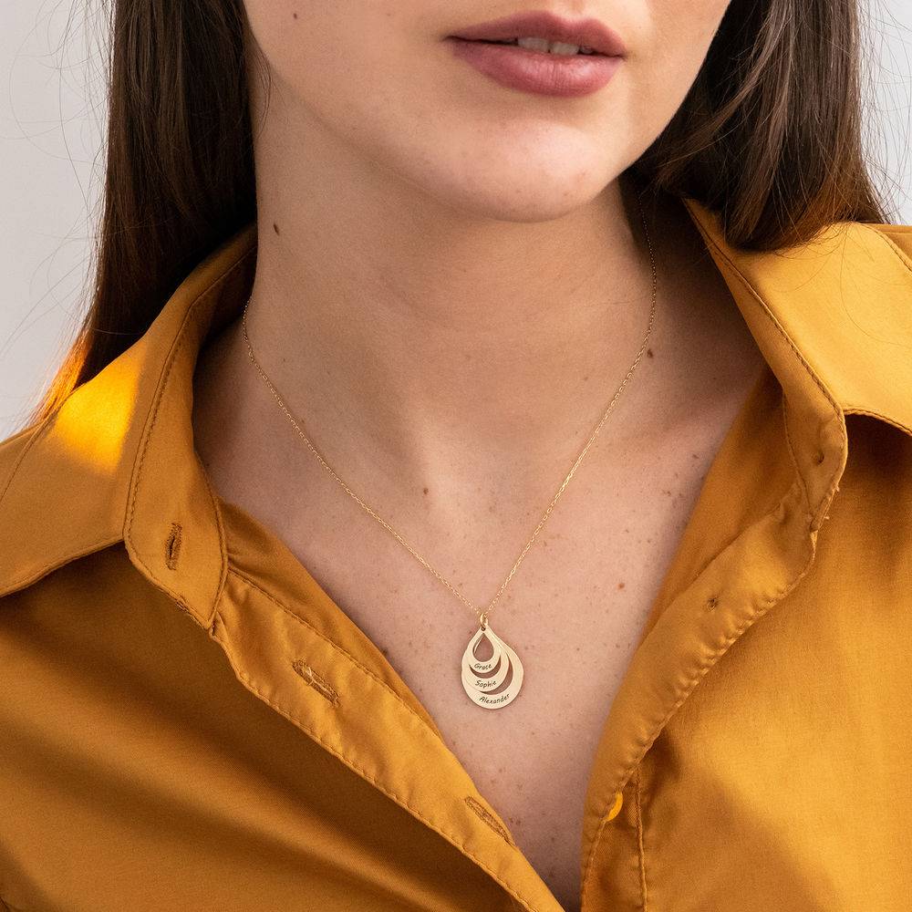 Tropfenförmige Familienkette mit Gravur - 417er Gelbgold-3 Tropfenförmige Familienkette mit Gravur - 417er Gelbgold-3 Produktfoto
