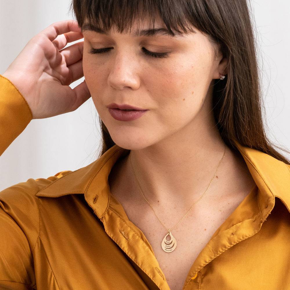 Tropfenförmige Familienkette mit Gravur - 417er Gelbgold-4 Tropfenförmige Familienkette mit Gravur - 417er Gelbgold-4 Produktfoto