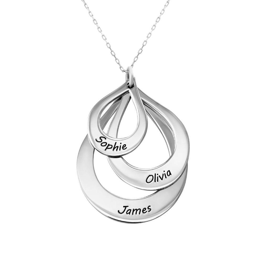 Tropfenförmige Familienkette mit Gravur - 417er Weißgold-1 Tropfenförmige Familienkette mit Gravur - 417er Weißgold-1 Produktfoto