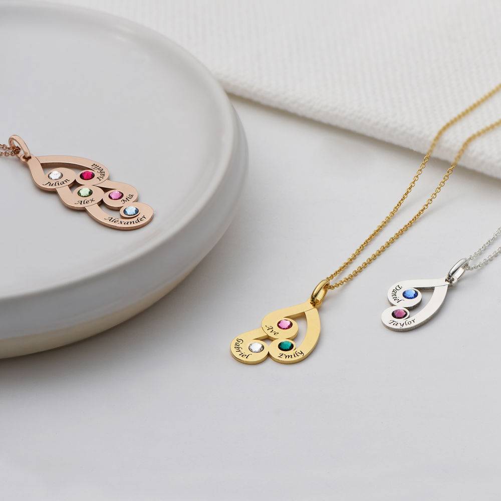 Gravierte Familienkette mit Namen und Geburtssteinen - Gold-Vermeil-3 Gravierte Familienkette mit Namen und Geburtssteinen - Gold-Vermeil-3 Produktfoto
