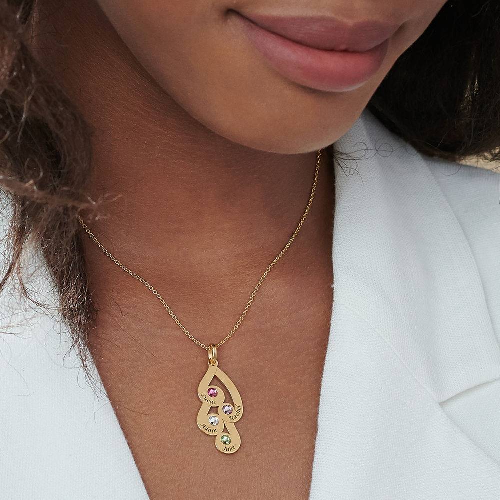 Gravierte Familienkette mit Namen und Geburtssteinen - Gold-Vermeil-6 Gravierte Familienkette mit Namen und Geburtssteinen - Gold-Vermeil-6 Produktfoto
