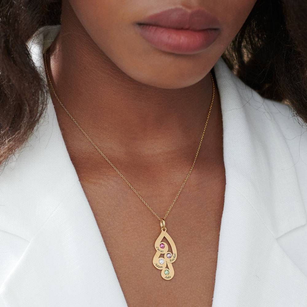 Gravierte Familienkette mit Namen und Geburtssteinen - Gold-Vermeil-7 Gravierte Familienkette mit Namen und Geburtssteinen - Gold-Vermeil-7 Produktfoto