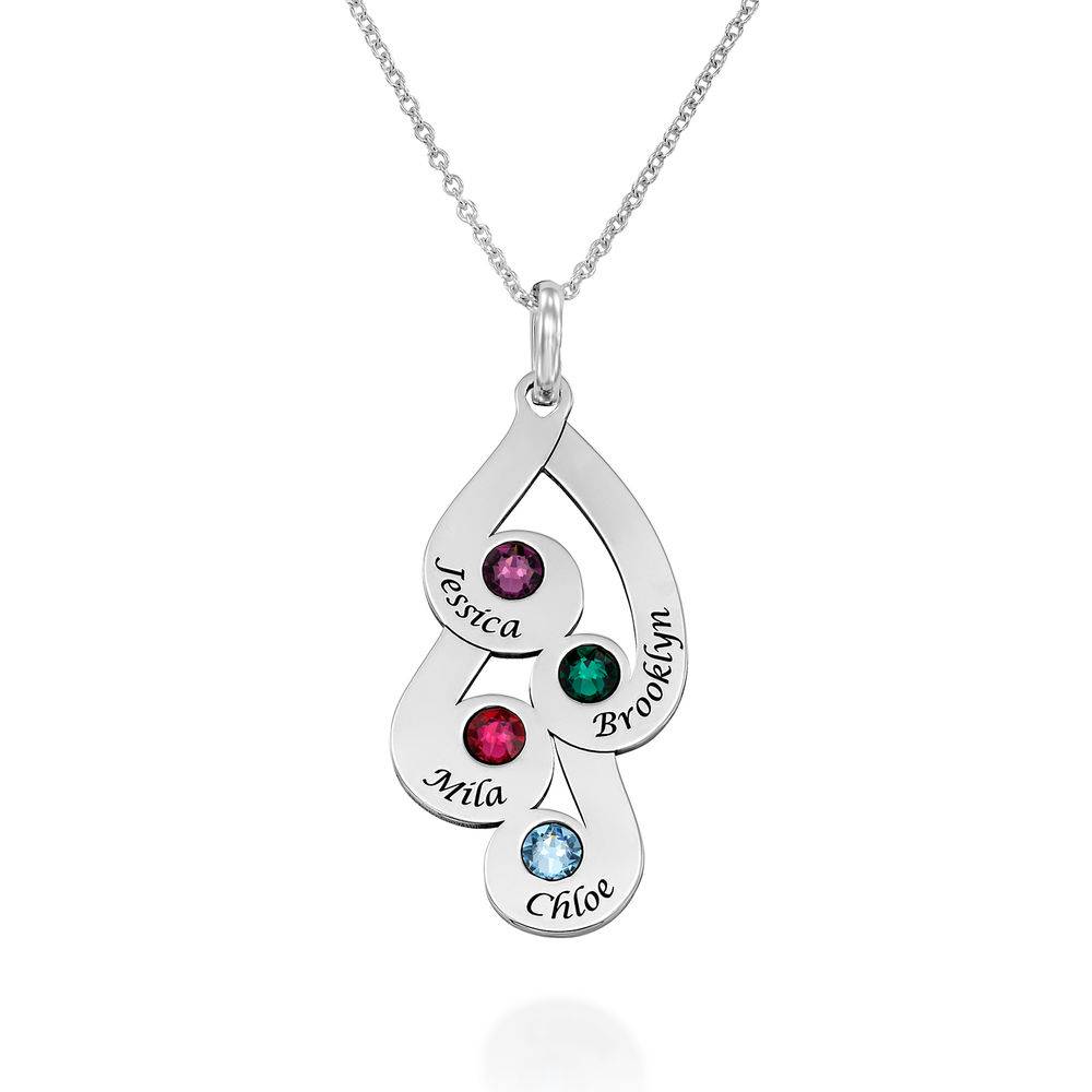 Gravierte Familienkette mit Namen und Geburtssteinen - 925er Sterlingsilber-1 Gravierte Familienkette mit Namen und Geburtssteinen - 925er Sterlingsilber-1 Produktfoto