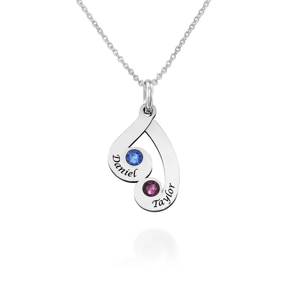 Gravierte Familienkette mit Namen und Geburtssteinen - 925er Sterlingsilber-2 Gravierte Familienkette mit Namen und Geburtssteinen - 925er Sterlingsilber-2 Produktfoto