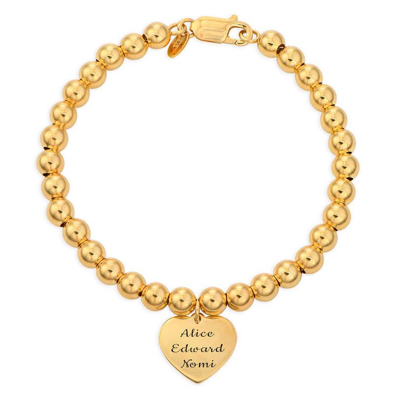 Graviertes Perlenarmband mit Herz-Charm - vergoldetes Sterlingsilber-1 Graviertes Perlenarmband mit Herz-Charm - vergoldetes Sterlingsilber-1 Produktfoto
