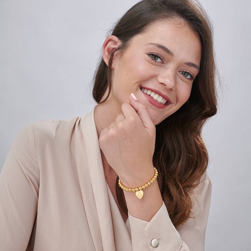 Graviertes Perlenarmband mit Herz-Charm - vergoldetes Sterlingsilber-3 Graviertes Perlenarmband mit Herz-Charm - vergoldetes Sterlingsilber-3 Produktfoto