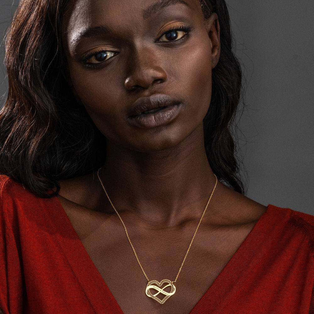 Gravierbare Kette mit Infinity-Herz-Anhänger  - Gold-Vermeil-4 Produktfoto