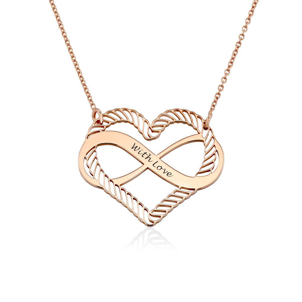 Gravierbare Kette mit Infinity-Herz-Anhänger  - rosévergoldetes Sterlingsilber-2 Produktfoto