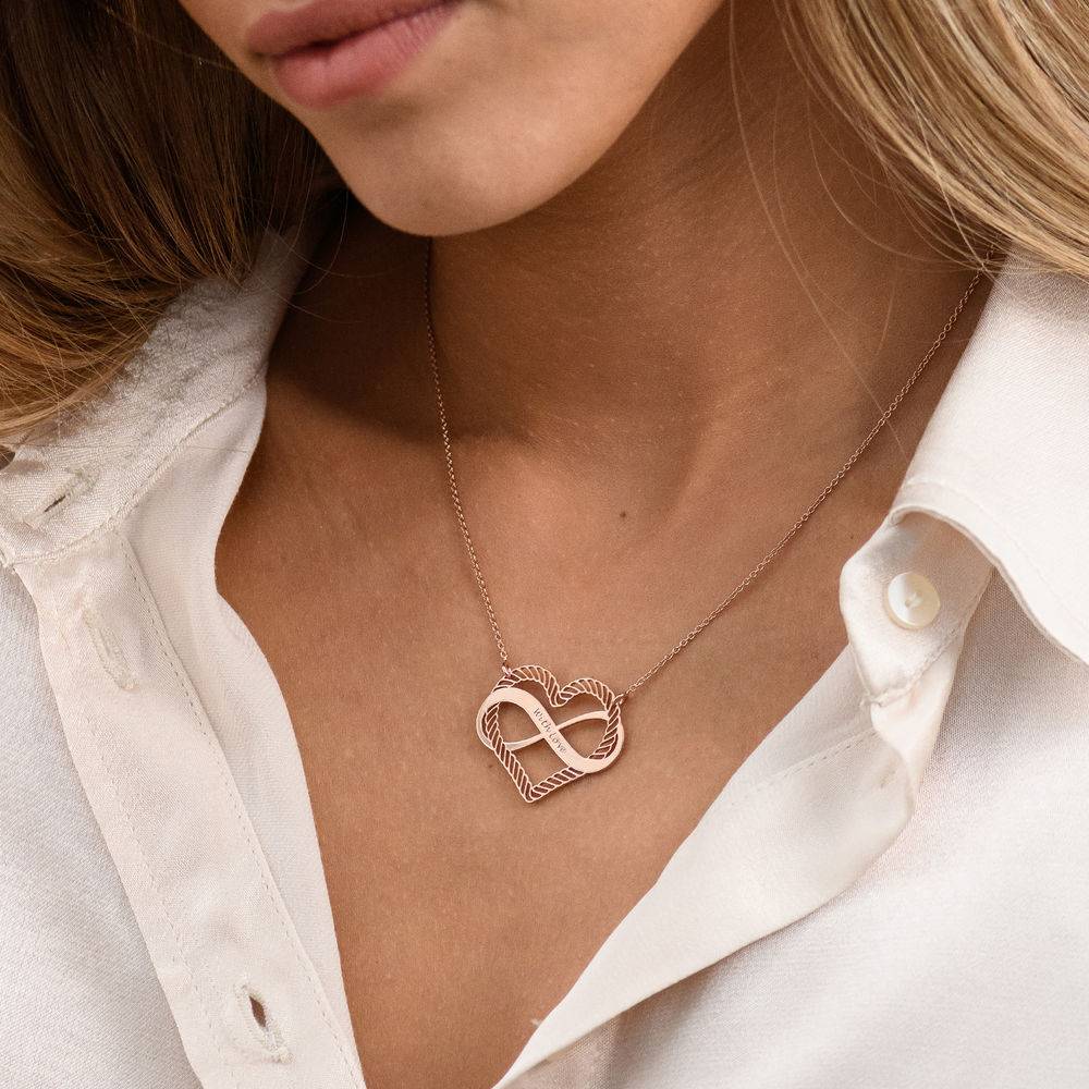 Gravierbare Kette mit Infinity-Herz-Anhänger  - rosévergoldetes Sterlingsilber-5 Produktfoto