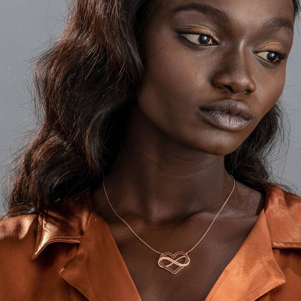 Gravierbare Kette mit Infinity-Herz-Anhänger  - rosévergoldetes Sterlingsilber-3 Produktfoto