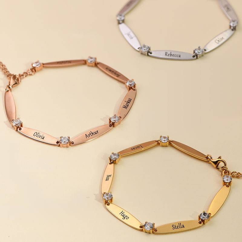 Graviertes Mutterarmband mit kubischen Zirkoniasteinen - 925er Sterlingsilber-1 Produktfoto