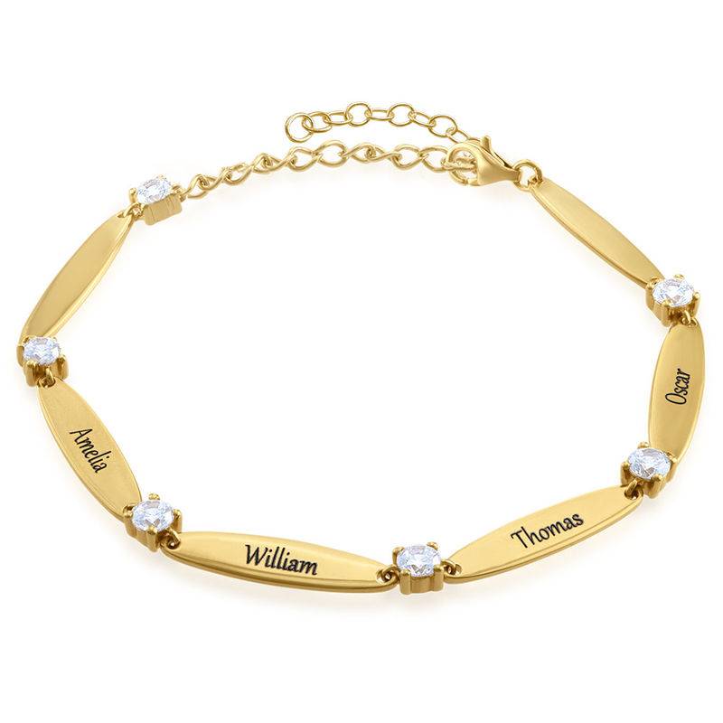 Graviertes Mutterarmband mit kubischen Zirkoniasteinen - in Vergoldung-1 Produktfoto