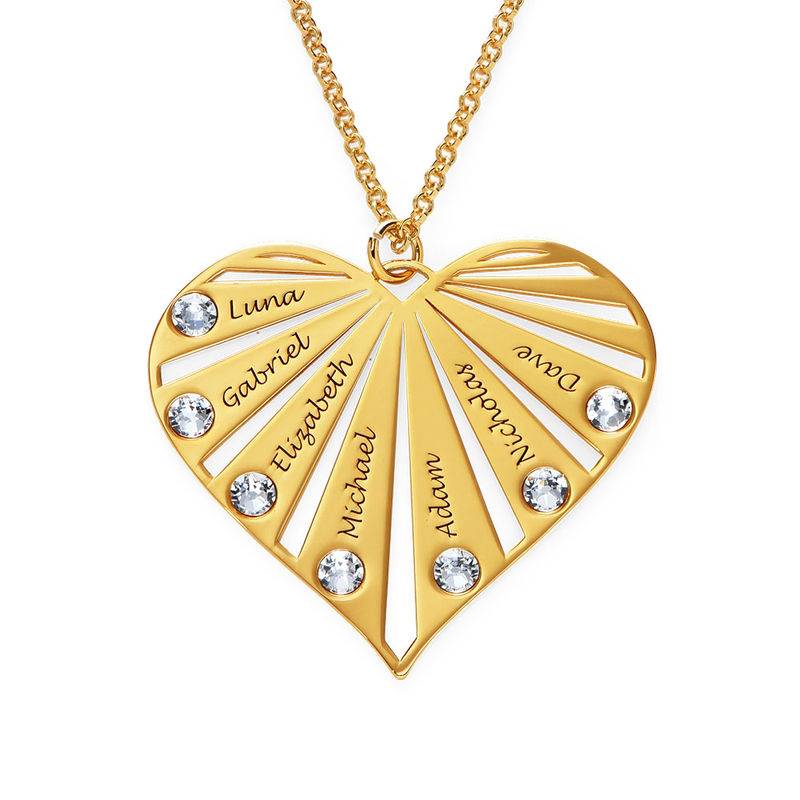 Familienkette mit gravierbarem Herzanhänger und Geburtssteinen - Gold-Vermeil-2 Produktfoto