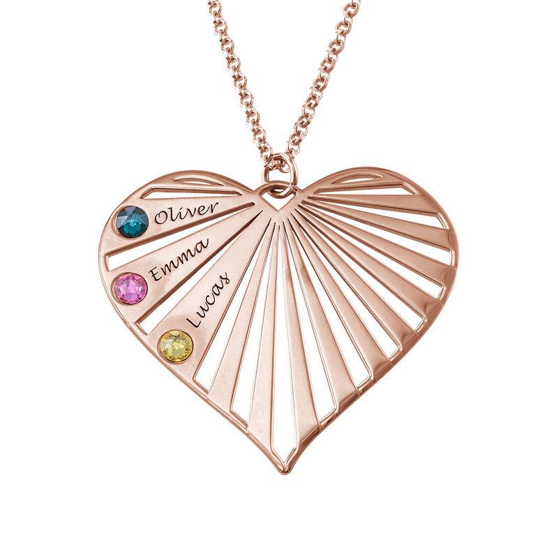 Familienkette mit gravierbarem Herzanhänger und Geburtssteinen - rosévergoldetes Sterlingsilber-1 Familienkette mit gravierbarem Herzanhänger und Geburtssteinen - rosévergoldetes Sterlingsilber-1 Produktfoto