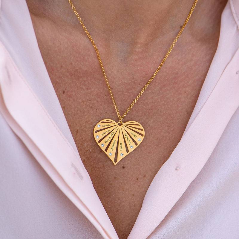 Familienkette mit gravierbarem Herzanhänger und Diamanten - Gold-Vermeil-3 Familienkette mit gravierbarem Herzanhänger und Diamanten - Gold-Vermeil-3 Produktfoto