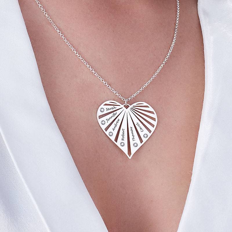 Familienkette mit gravierbarem Herzanhänger und Diamanten - Silber-5 Familienkette mit gravierbarem Herzanhänger und Diamanten - Silber-5 Produktfoto
