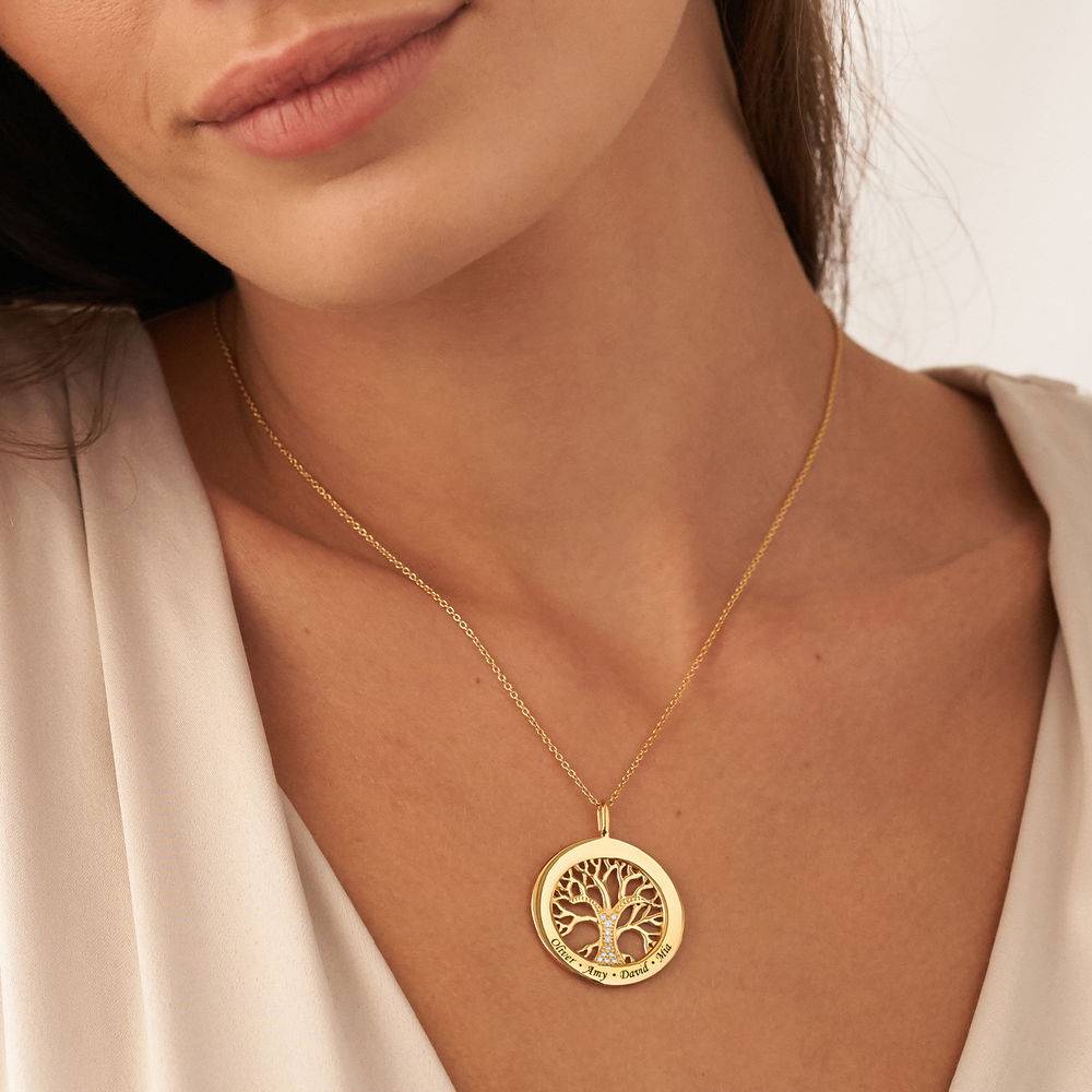 Familienbaum-Kreiskette mit Diamanten - Gold-Vermeil-1 Produktfoto