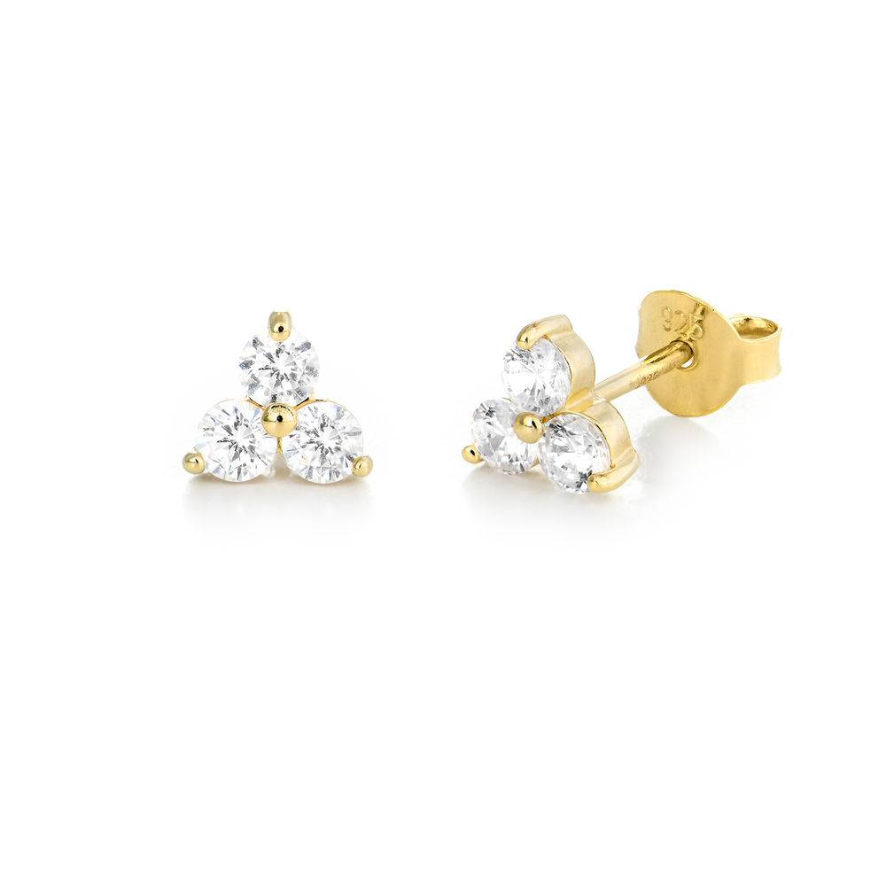 Zirkonia Blumen-Ohrstecker - vergoldetes Sterlingsilber-3 Produktfoto