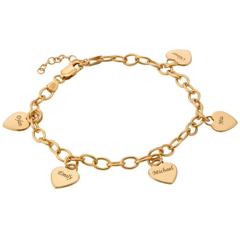 Gravierbares Armband mit Herz-Charms - vergoldetes Sterlingsilber-1 Gravierbares Armband mit Herz-Charms - vergoldetes Sterlingsilber-1 Produktfoto