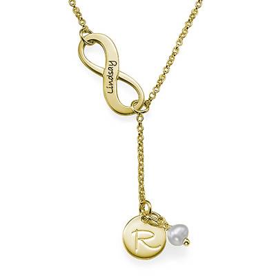 Infinity Y-Kette mit Initial-Charm - vergoldetes Sterlingsilber-1 Produktfoto