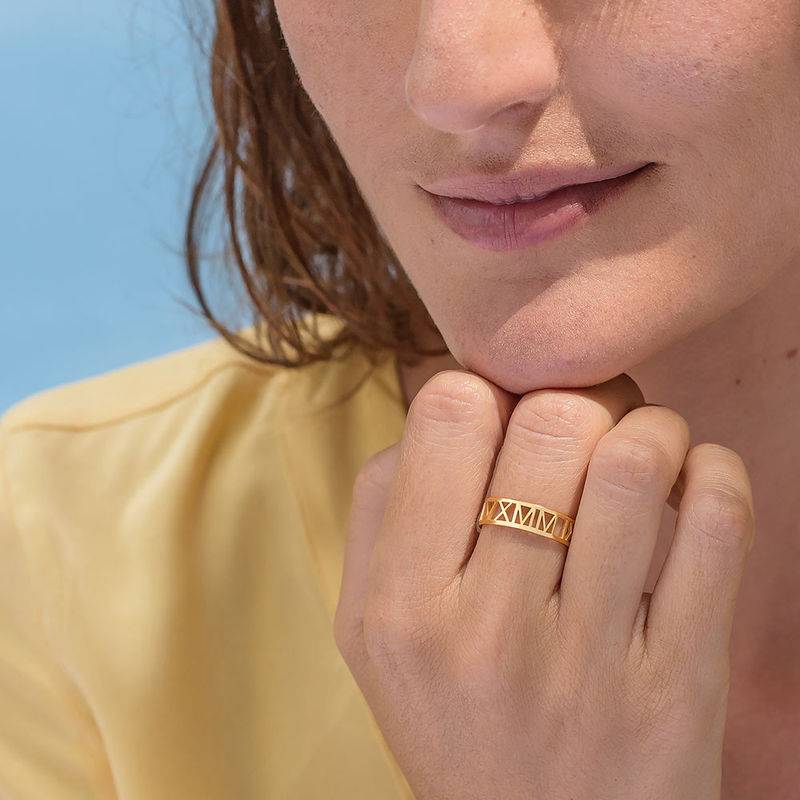 Ring mit römischen Zahlen für Frauen - Vergoldet-4 Ring mit römischen Zahlen für Frauen - Vergoldet-4 Produktfoto