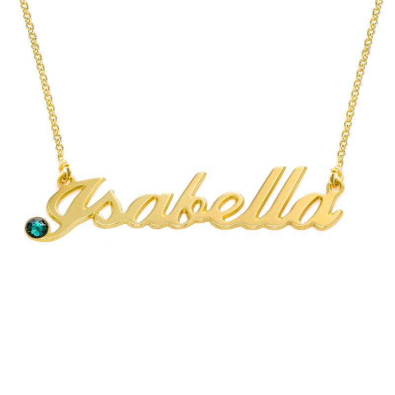 Namenskette mit Geburtsstein - Gold-Vermeil-1 Produktfoto