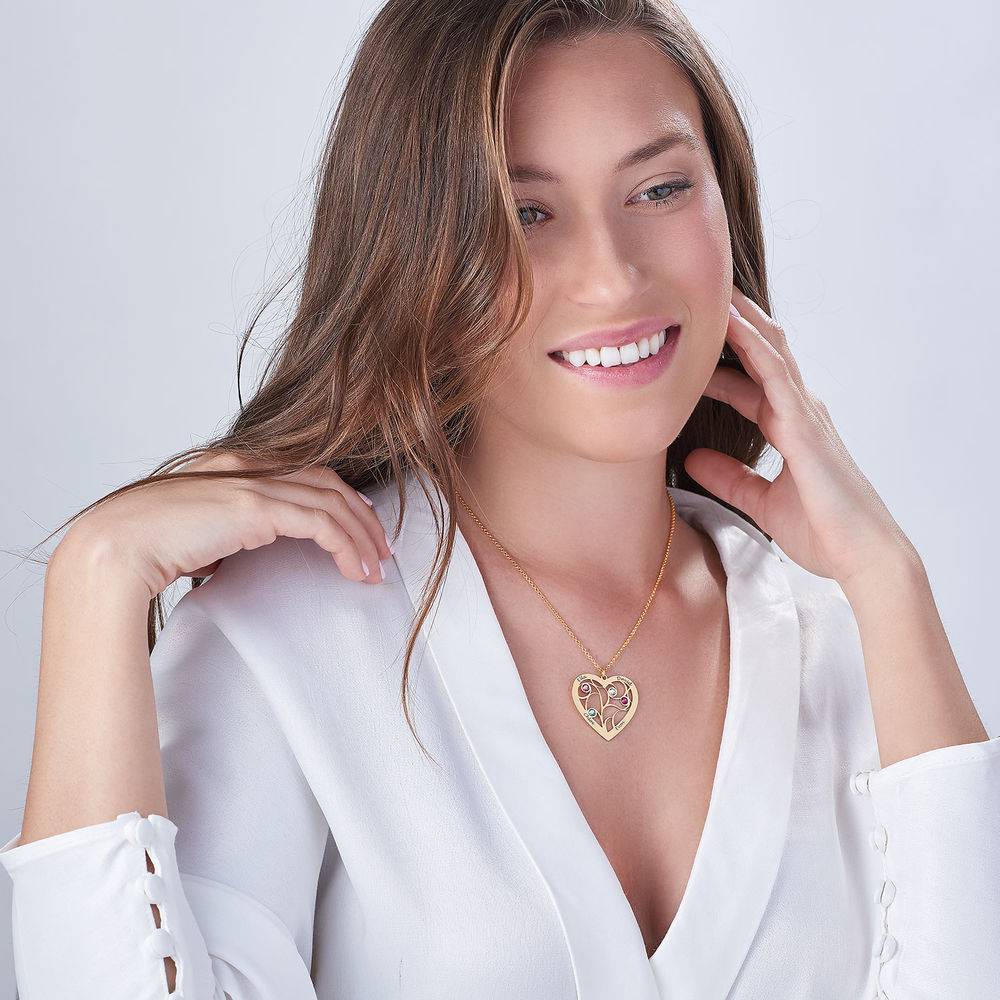Familienbaum-Kette in Herzform mit Geburtssteinen - Gold-Vermeil-4 Familienbaum-Kette in Herzform mit Geburtssteinen - Gold-Vermeil-4 Produktfoto