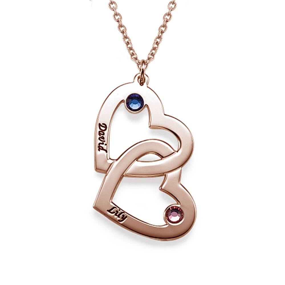 Herz an Herz - Kette mit Geburtssteinen - rosévergoldetes Sterlingsilber-2 Herz an Herz - Kette mit Geburtssteinen - rosévergoldetes Sterlingsilber-2 Produktfoto