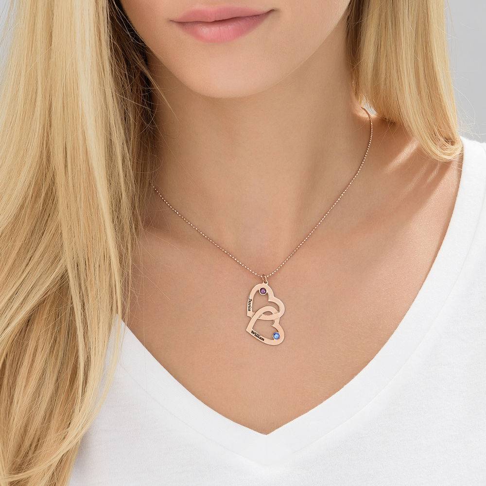 Herz an Herz - Kette mit Geburtssteinen - rosévergoldetes Sterlingsilber-3 Herz an Herz - Kette mit Geburtssteinen - rosévergoldetes Sterlingsilber-3 Produktfoto