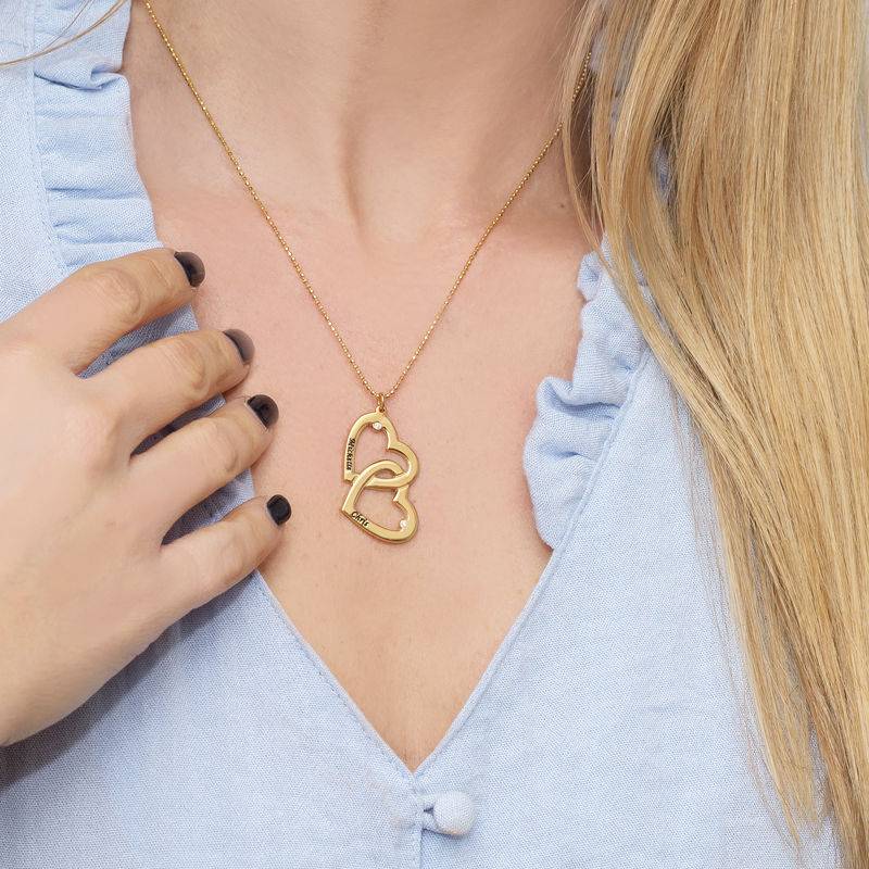 Herz an Herz - Kette mit Diamanten - in Vergoldung-3 Produktfoto