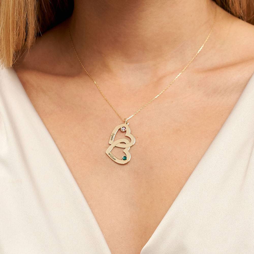 Herz an Herz - Kette mit Geburtssteinen - 417er Gelbgold-1 Herz an Herz - Kette mit Geburtssteinen - 417er Gelbgold-1 Produktfoto
