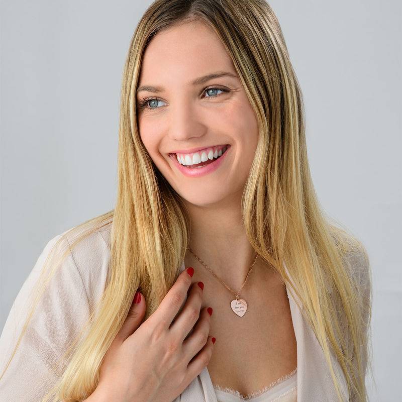 Gravierbare Halskette mit Herzanhänger - rosévergoldetes Sterlingsilber-1 Gravierbare Halskette mit Herzanhänger - rosévergoldetes Sterlingsilber-1 Produktfoto