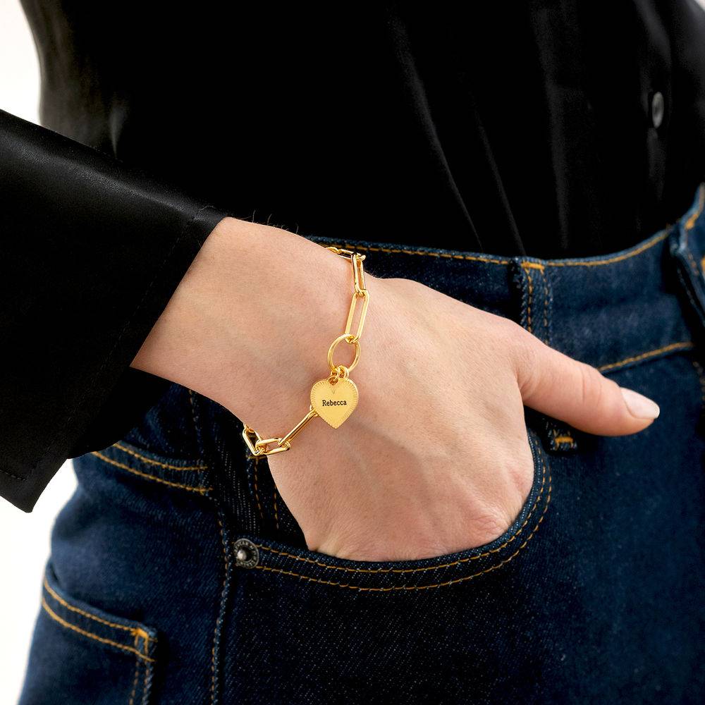 Herz-Gliederarmband - 750er vergoldetes Silber-1 Produktfoto