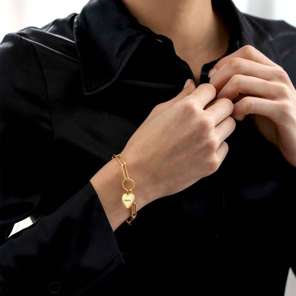Herz-Gliederarmband - 750er vergoldetes Silber-4 Produktfoto
