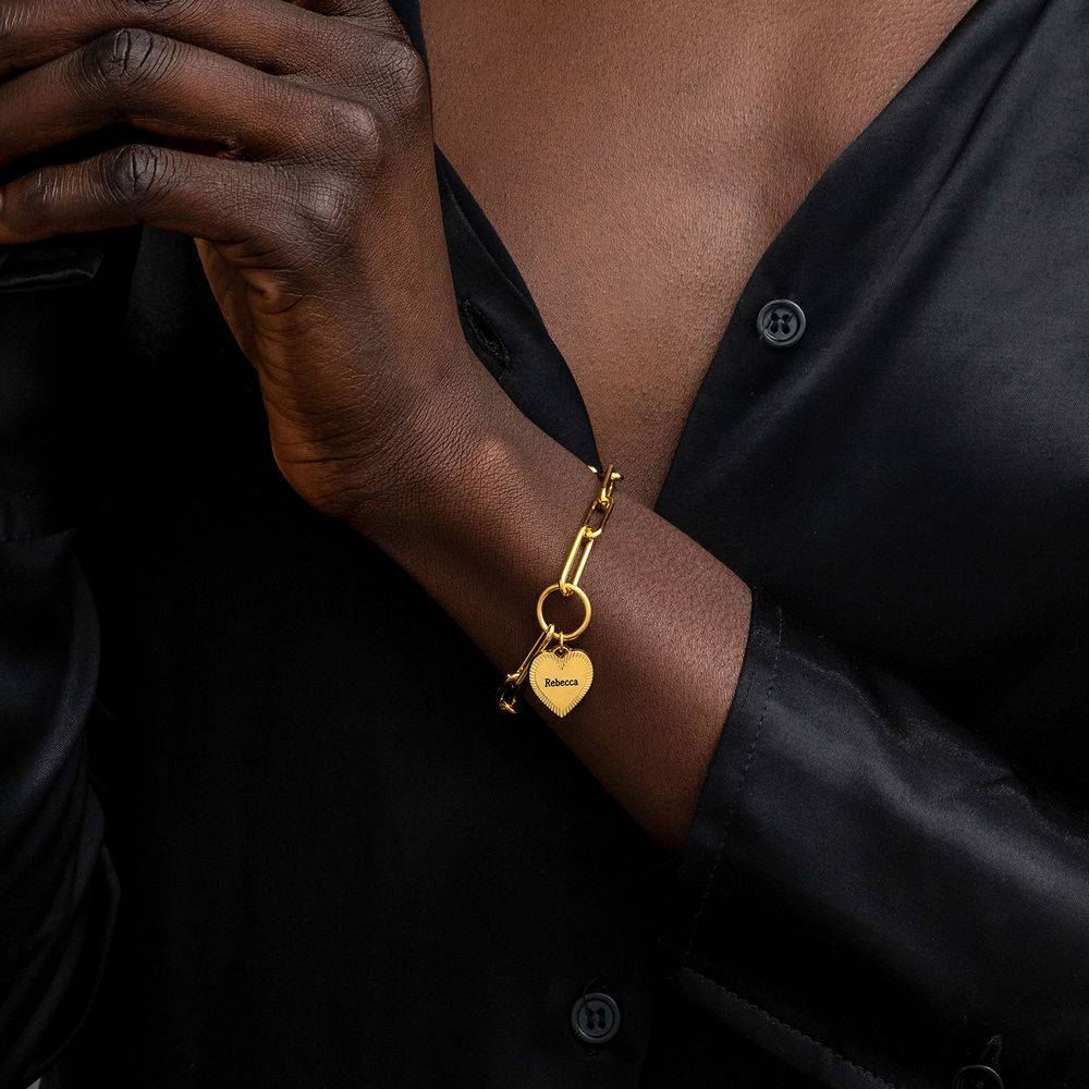 Herz-Gliederarmband - 750er Gold-Vermeil-1 Produktfoto