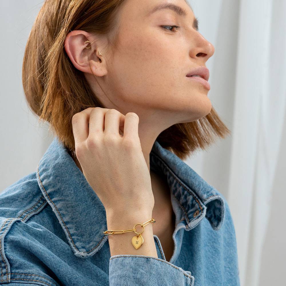 Herz-Gliederarmband mit Diamant - 750er vergoldetes Silber-1 Produktfoto