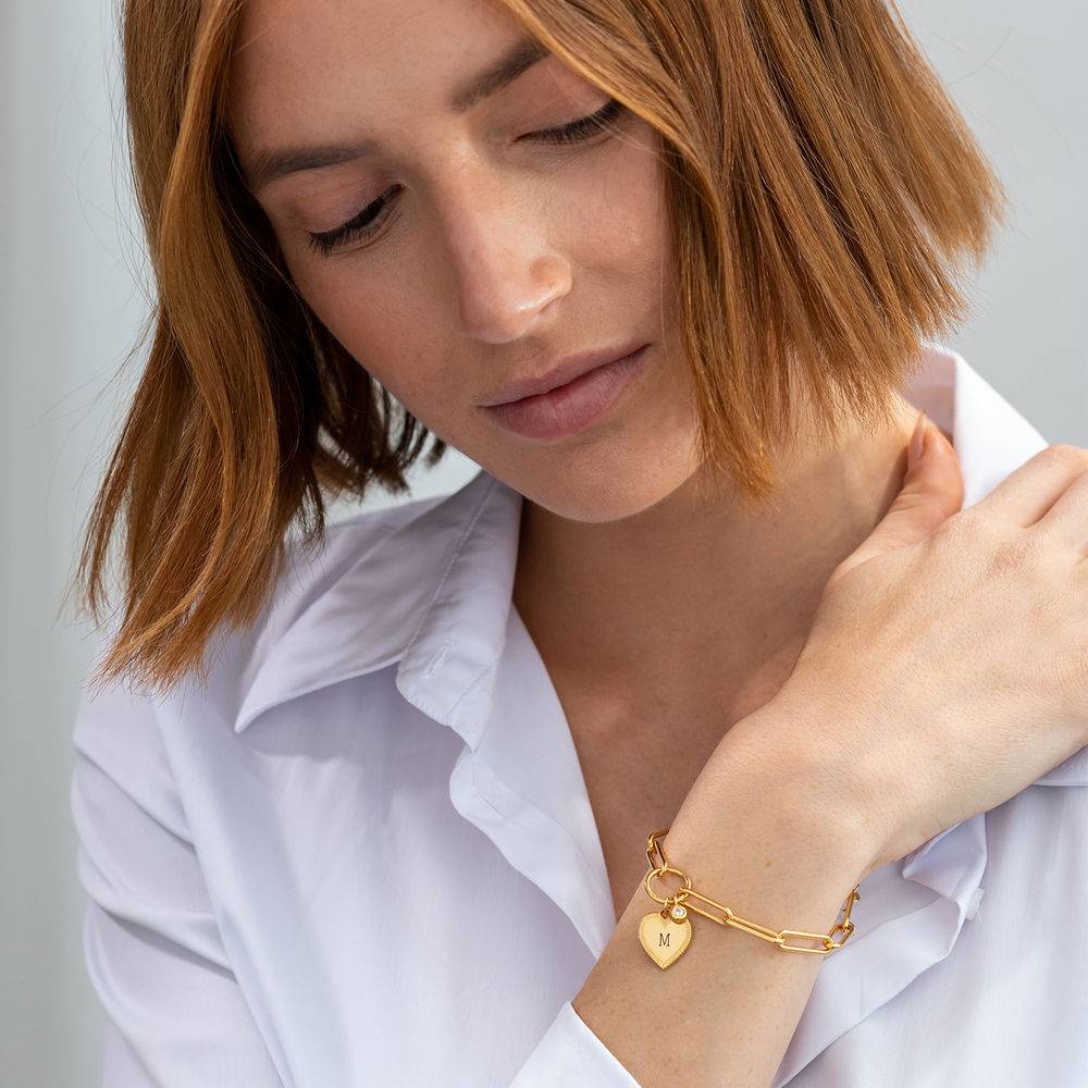 Herz-Gliederarmband mit Diamant - 750er Gold-Vermeil-3 Produktfoto