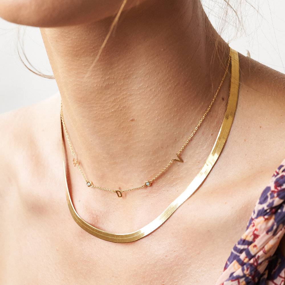 Mia Halskette mit Initialen und Diamanten - Gold-Vermeil-3 Produktfoto
