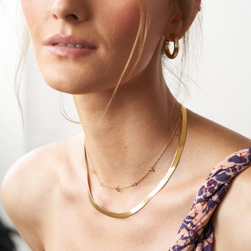 Mia Halskette mit Initialen und Diamanten - Gold-Vermeil-4 Produktfoto
