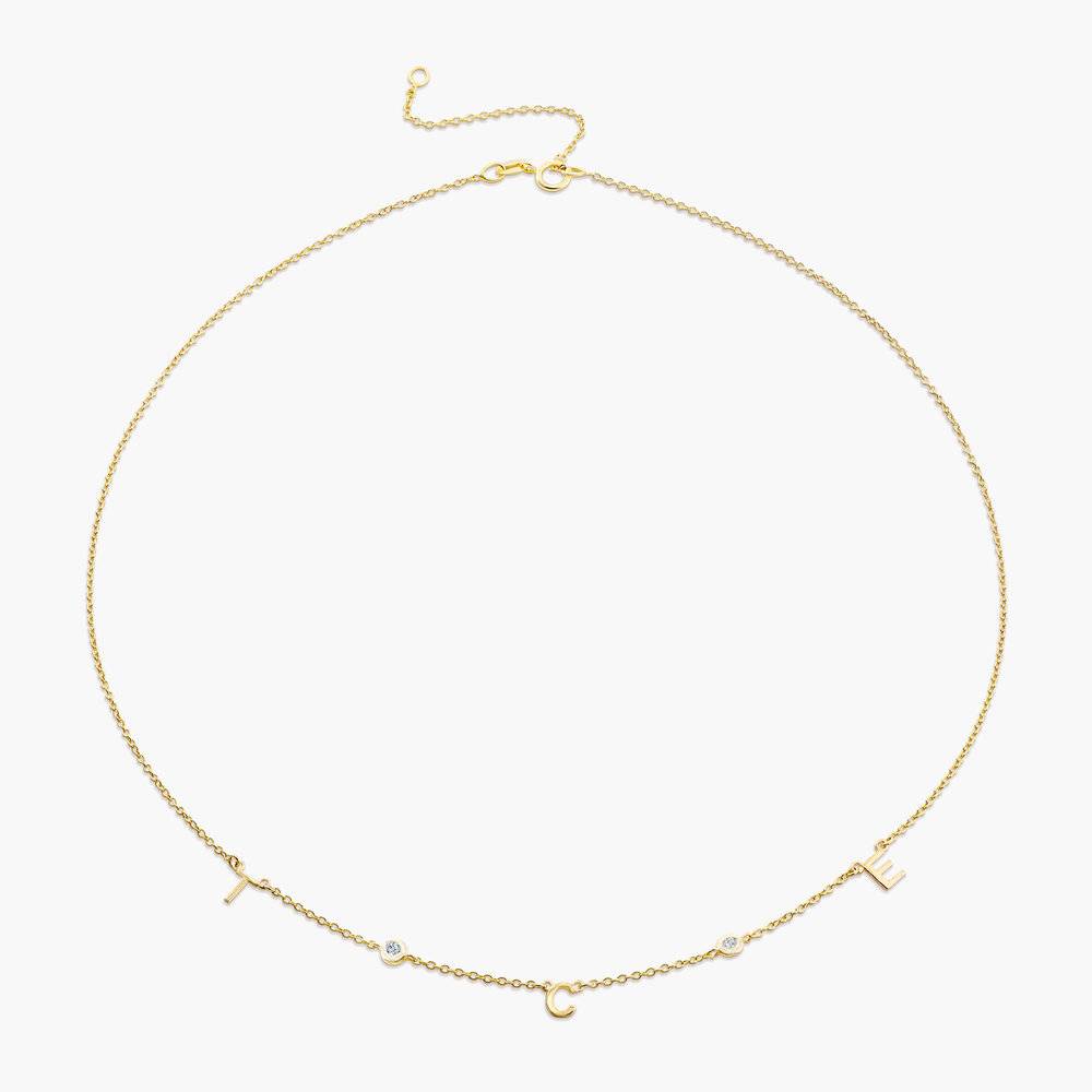 Mia Halskette mit Initialen und Diamanten - 585er Gelbgold-2 Produktfoto