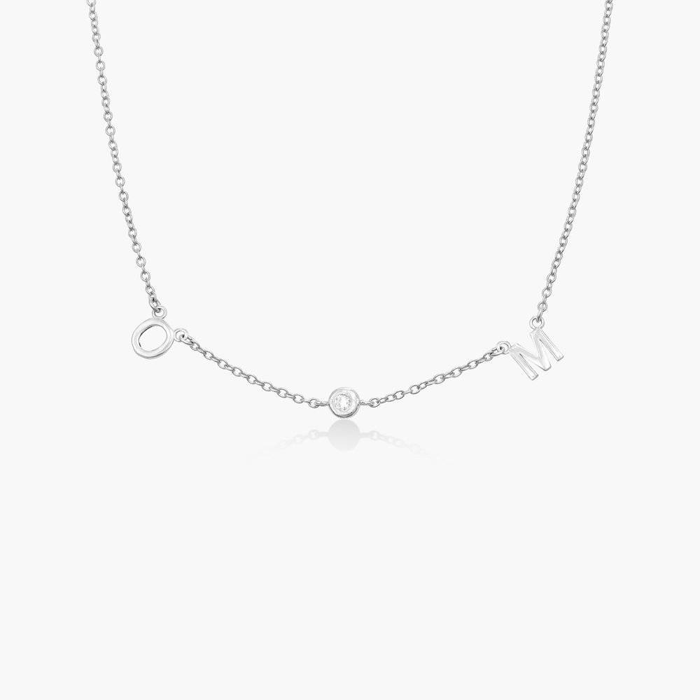 Mia Halskette mit Initialen und Diamanten - 585er Weißgold-1 Mia Halskette mit Initialen und Diamanten - 585er Weißgold-1 Produktfoto