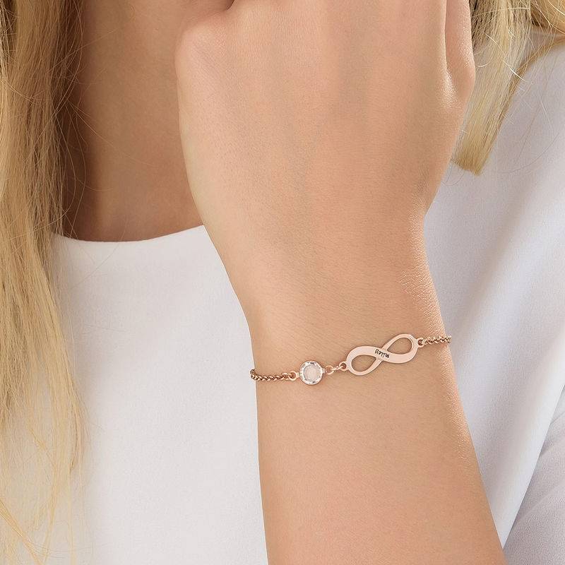 Unendlichkeits-Armband mit Geburtsstein - rosévergoldetes Sterlingsilber-4 Produktfoto
