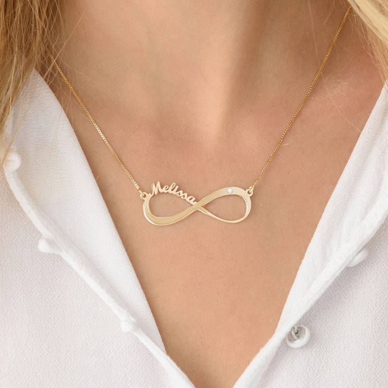 Infinity-Namenskette mit Diamant - Gold-Vermeil-2 Produktfoto
