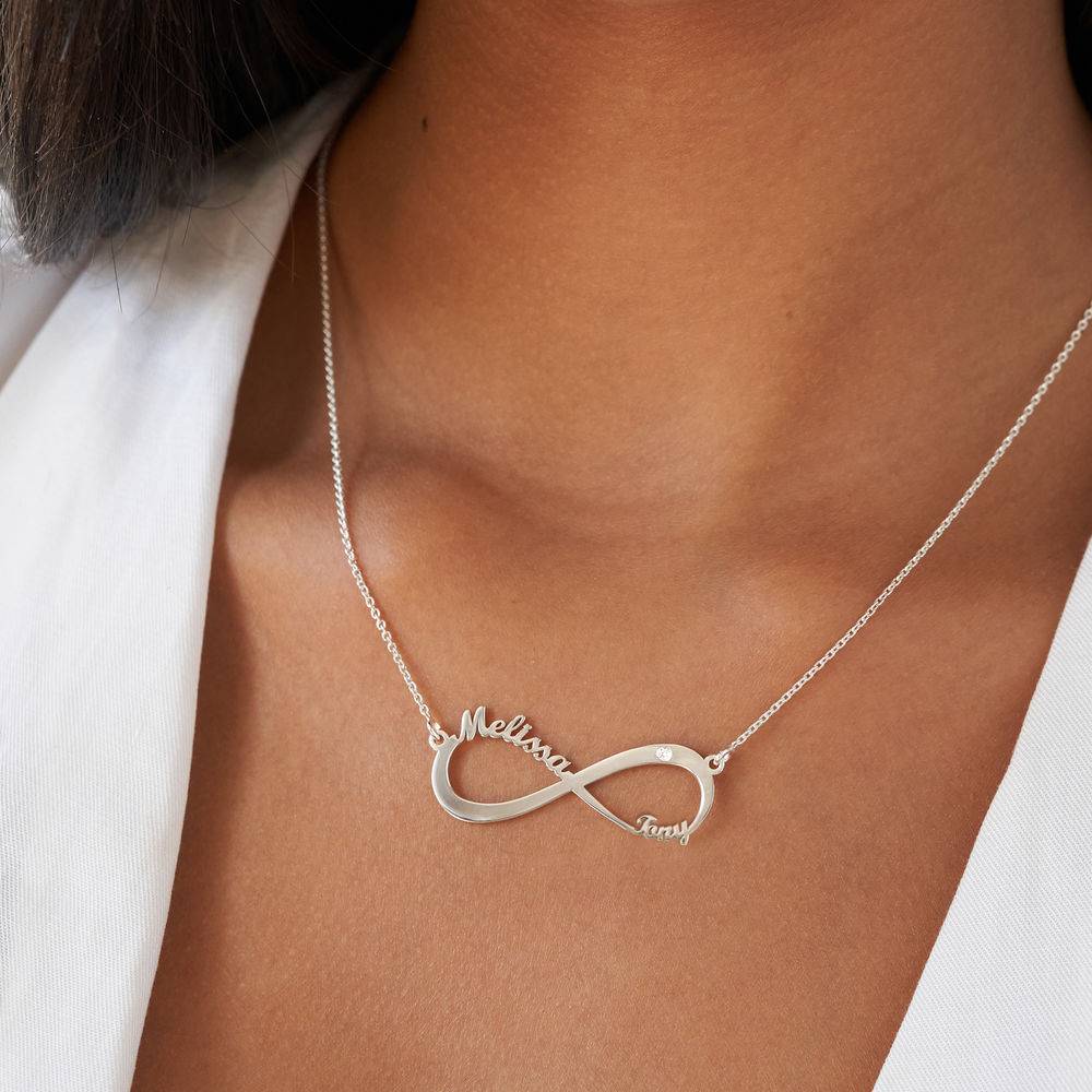 Infinity-Namenskette mit Diamant - 925er Sterlingsilber-1 Produktfoto