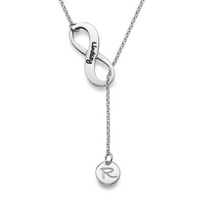 Infinity Y-Kette mit Initial-Charm  - 925er Sterlingsilber-1 Produktfoto